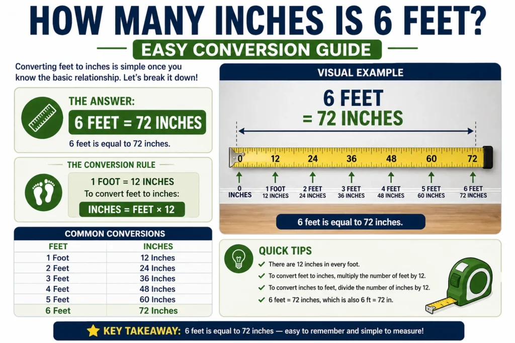 how many inches is 6 feet