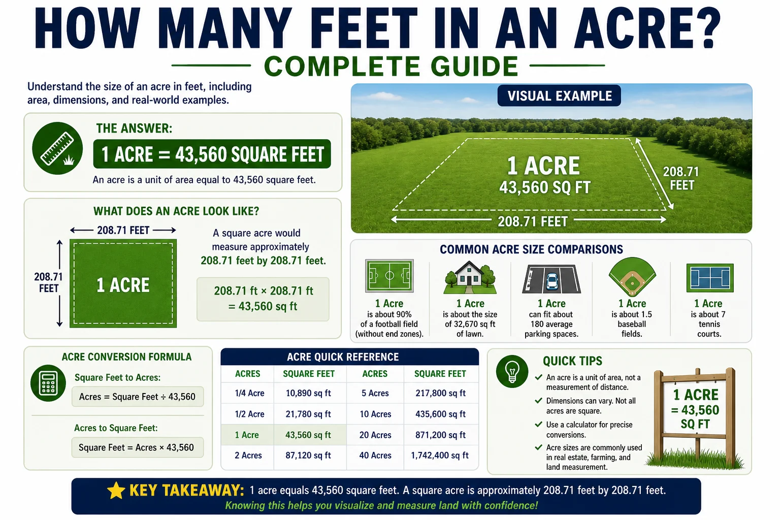 how many feet in an acre