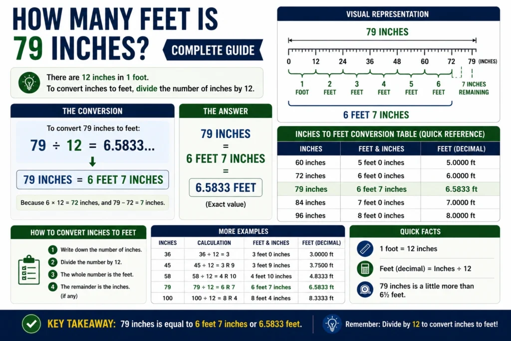 how many feet is 79 inches