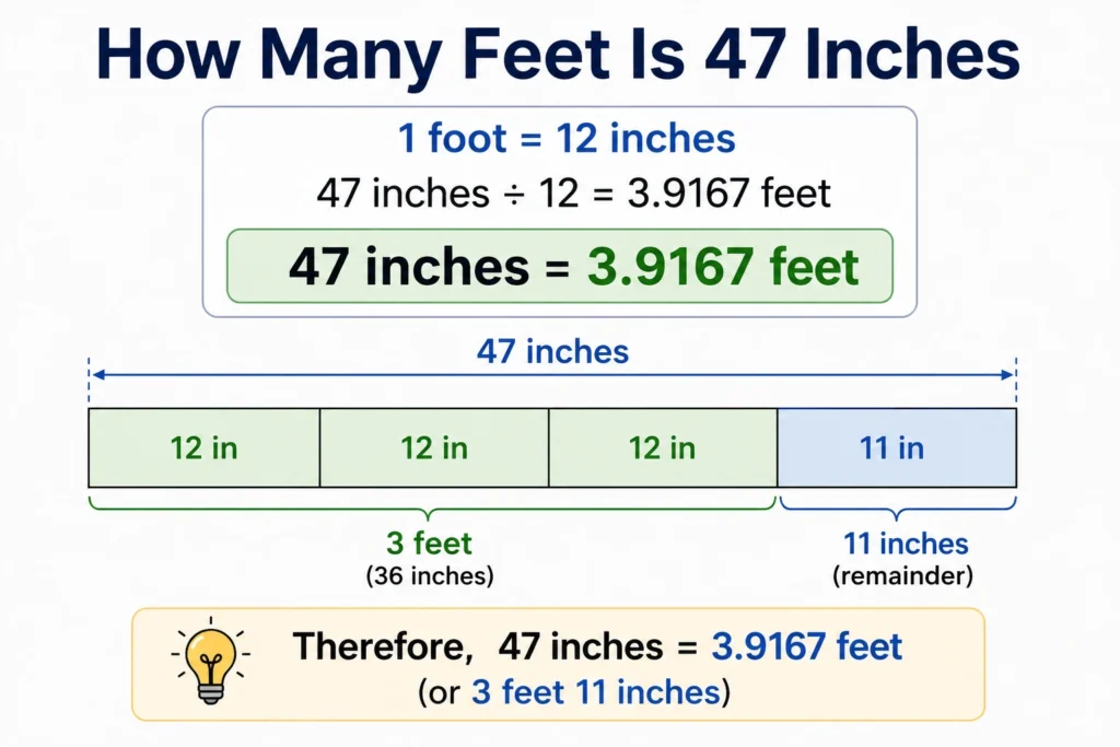 how many feet is 47 inches