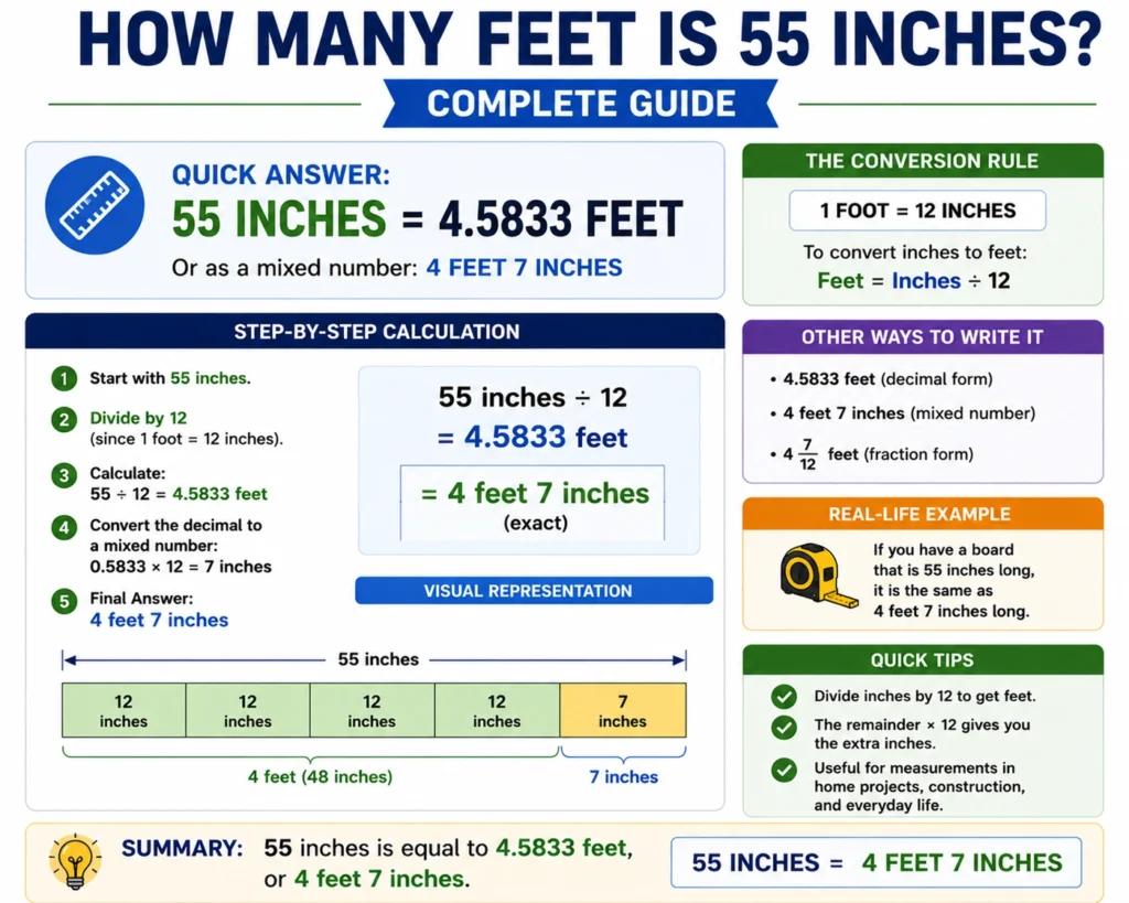 How Many Feet Is 55 Inches? Complete Guide