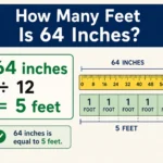 how many feet is 64 inches