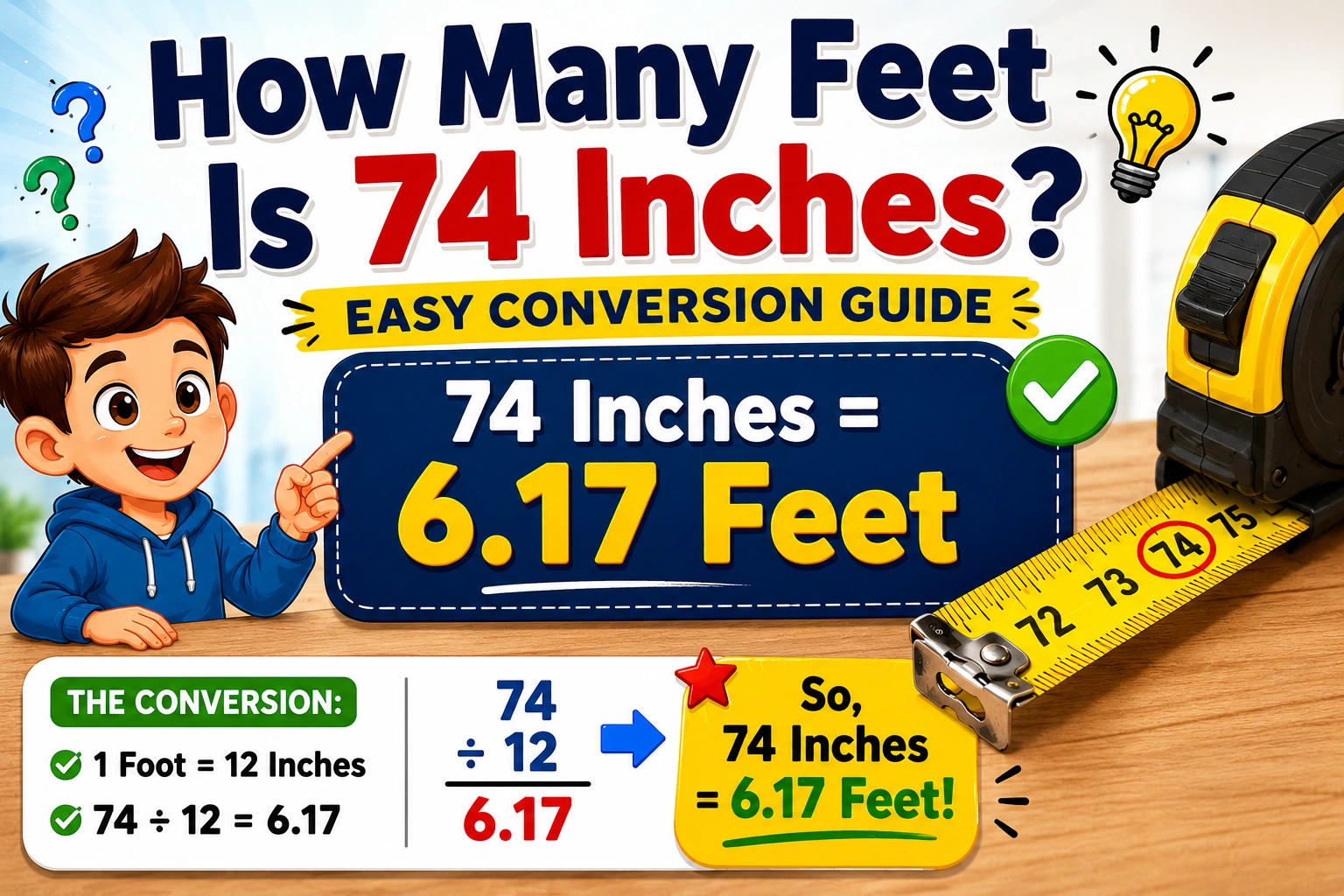 How Many Feet Is 74 Inches?