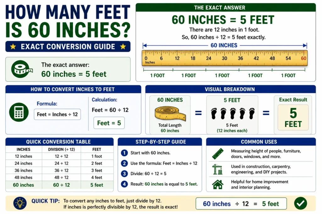 how many feet is 60 inches