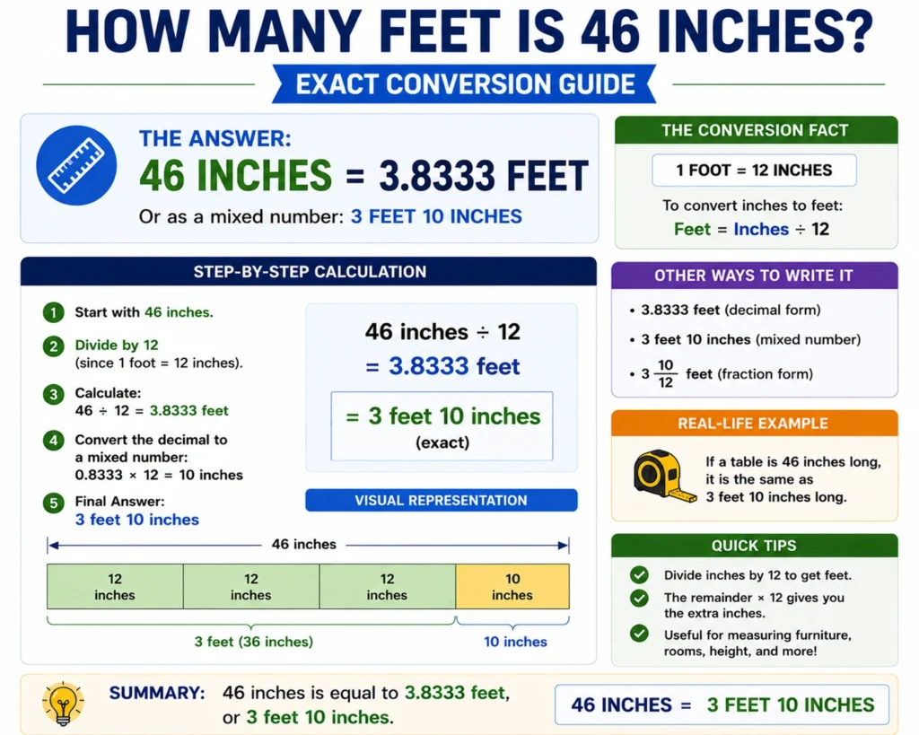 how many feet is 46 inches