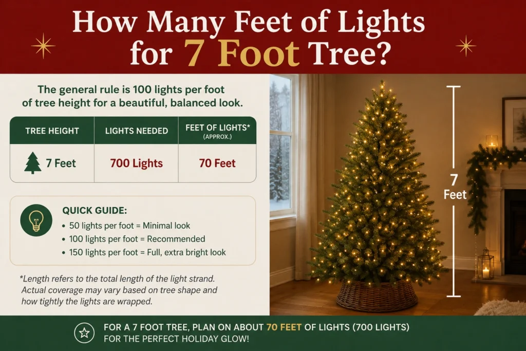 how many feet of lights for a 7 foot tree