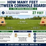 how many feet between cornhole boards