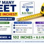 how many feet is 102 inches