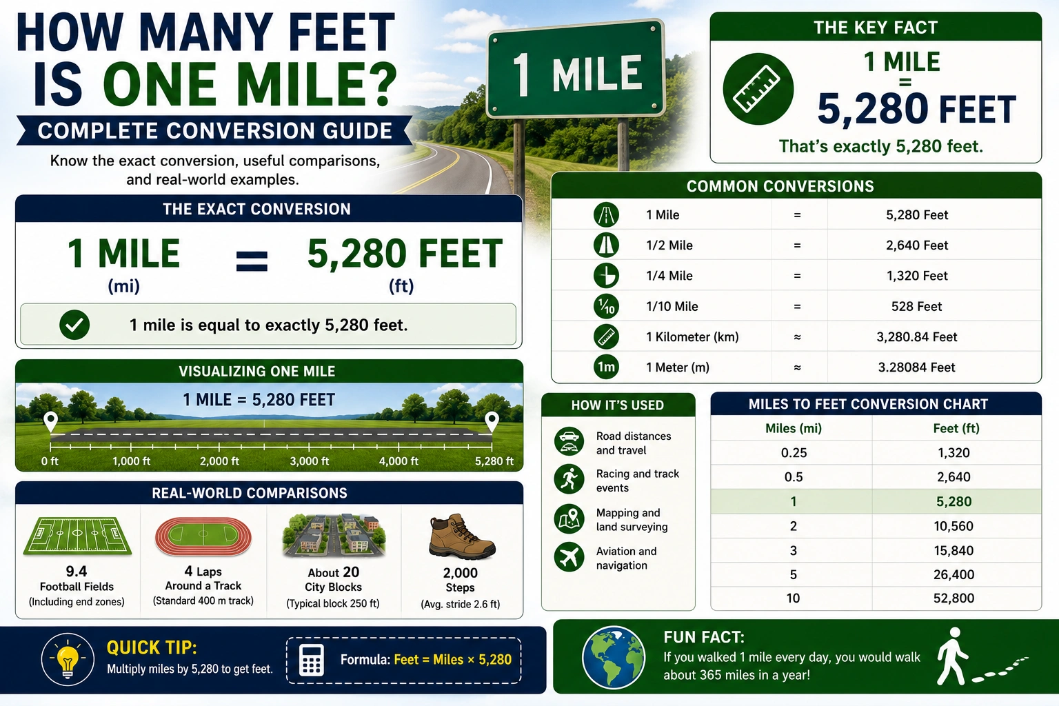 how many feet is one mile