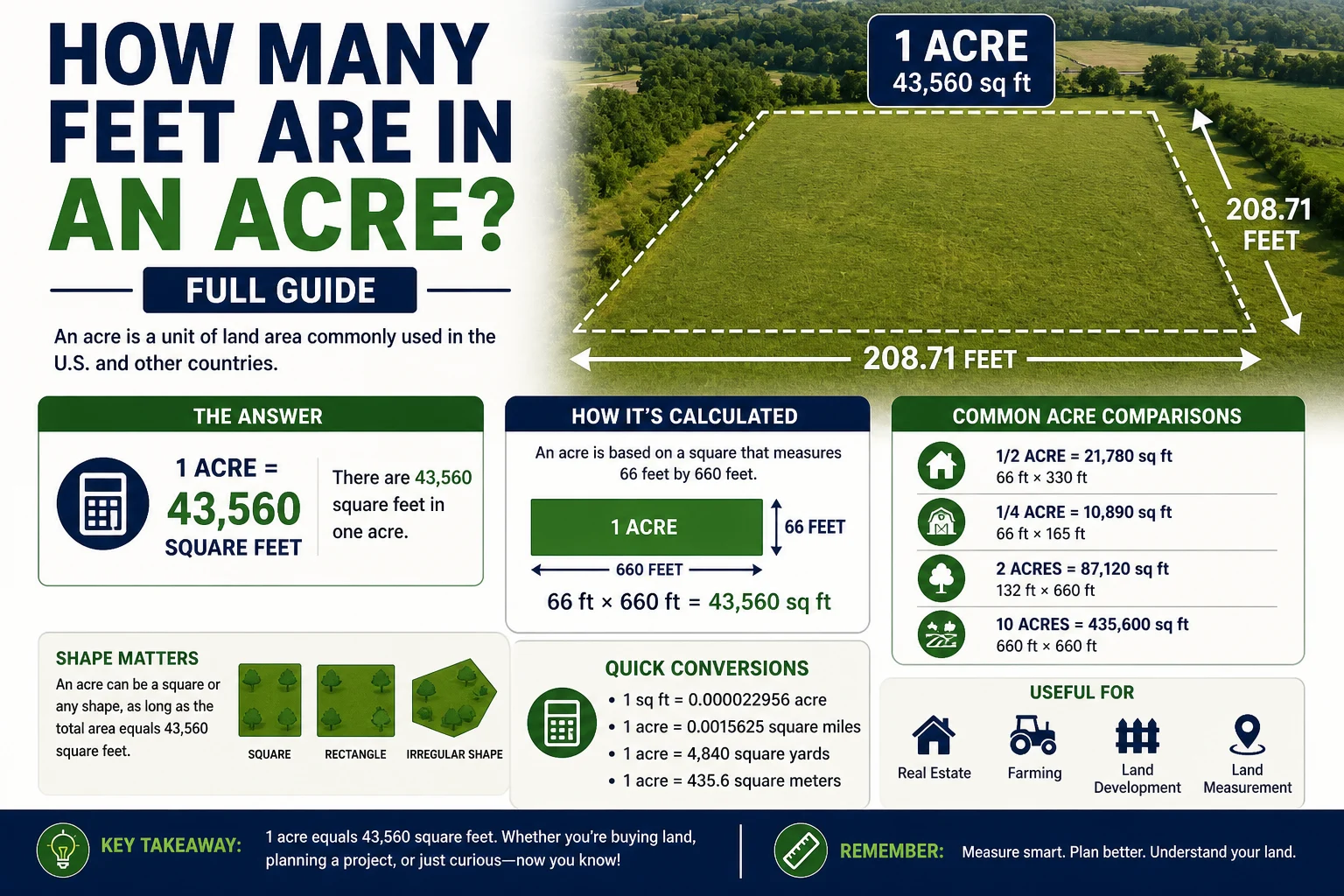 how many feet are in an acre