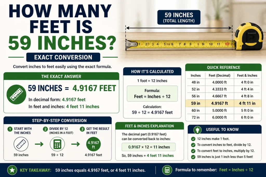how many feet is 59 inches