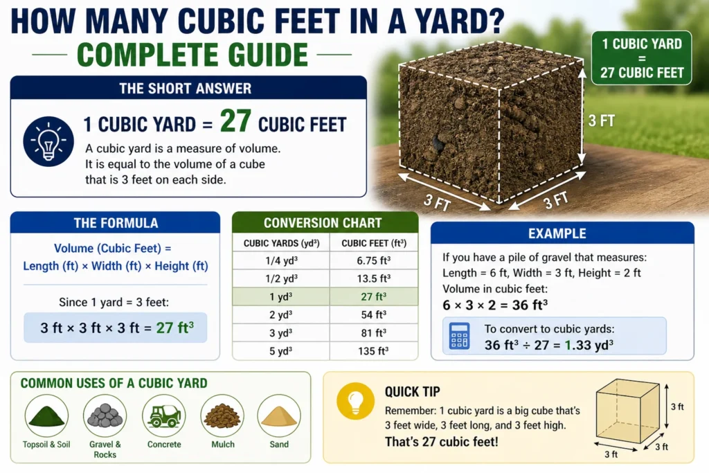 how many cubic feet in a yard
