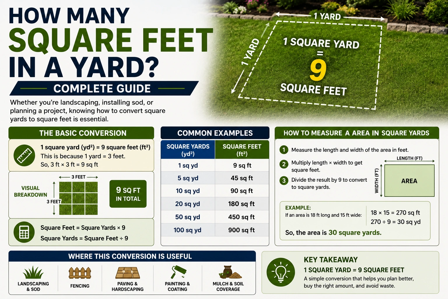 how many square feet in a yard