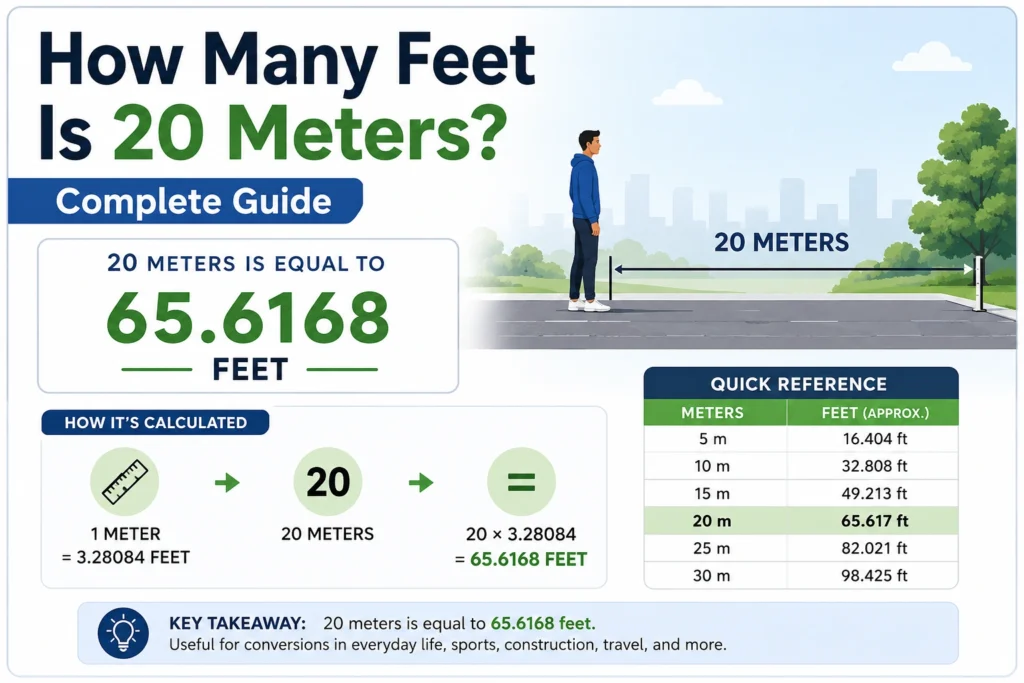 how many feet is 20 meters