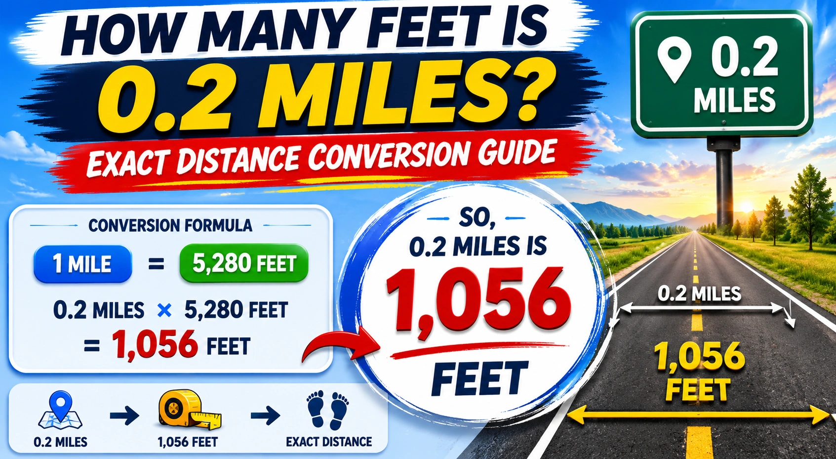 how many feet is 0.2 miles