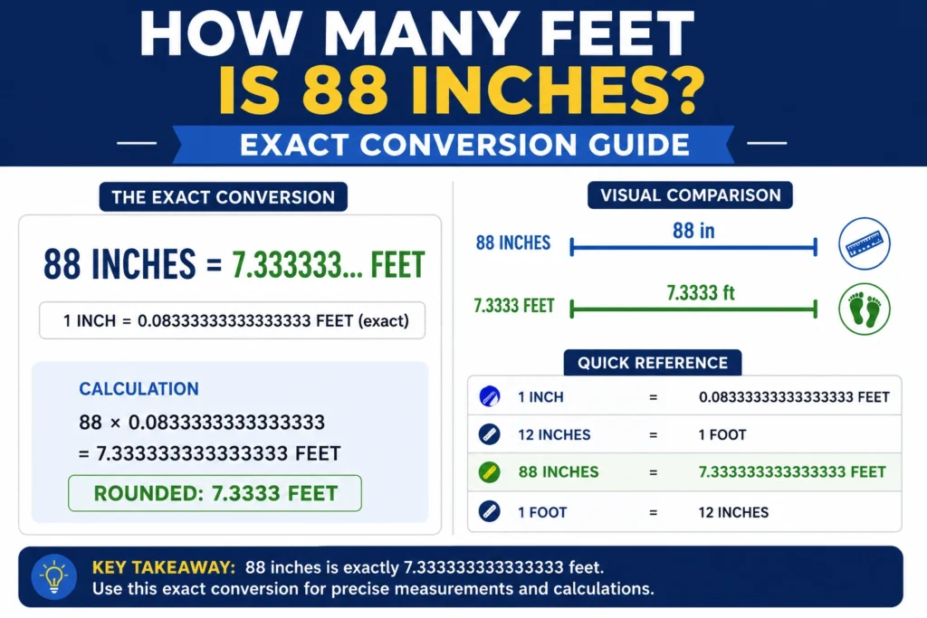 how many feet is 88 inches