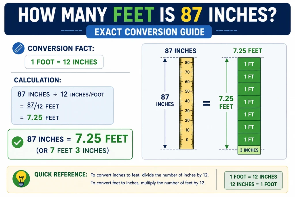 how many feet is 87 inches