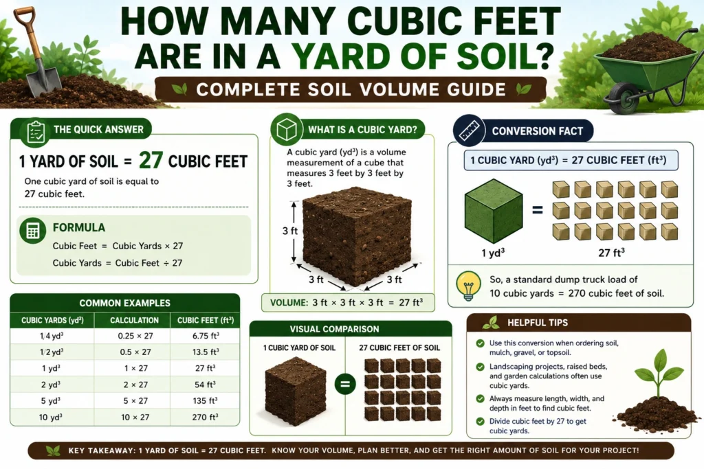how many cubic feet are in a yard of soil