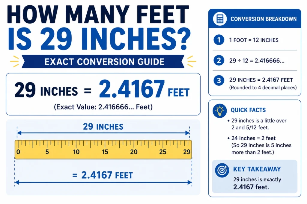 how many feet is 29 inches