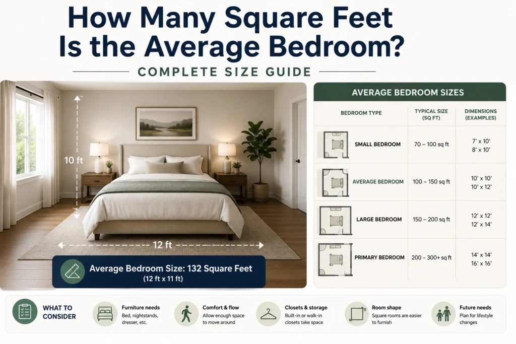 how many square feet is the average bedroom