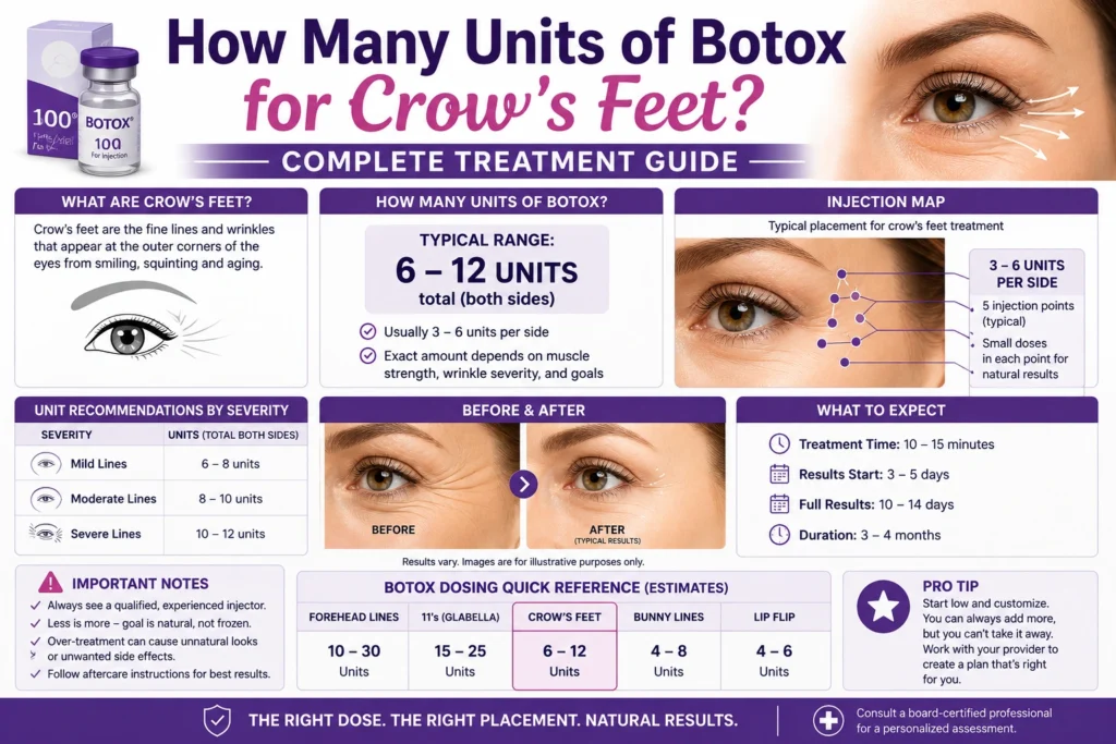 how many units of botox for crow's feet