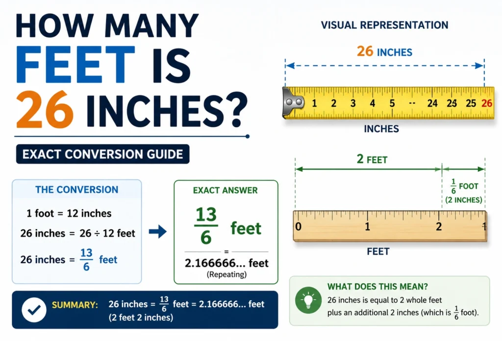 how many feet is 26 inches