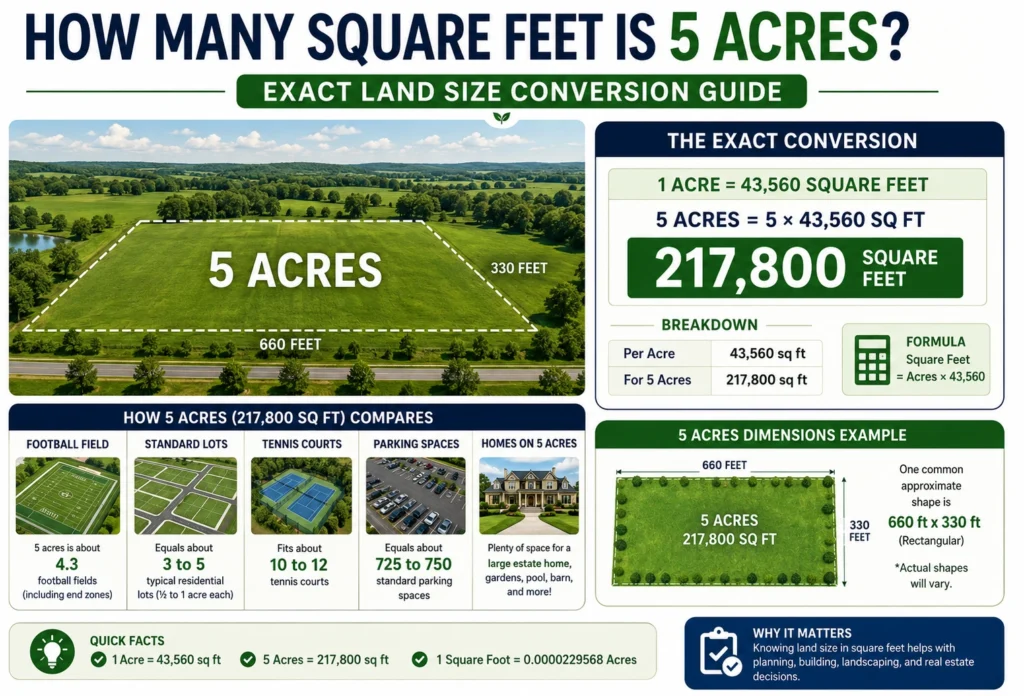 How Many Square Feet Is 5 Acres? Exact Land Size Conversion Guide