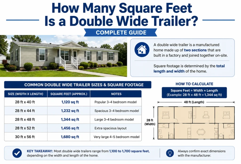 how many square feet is a double wide traile