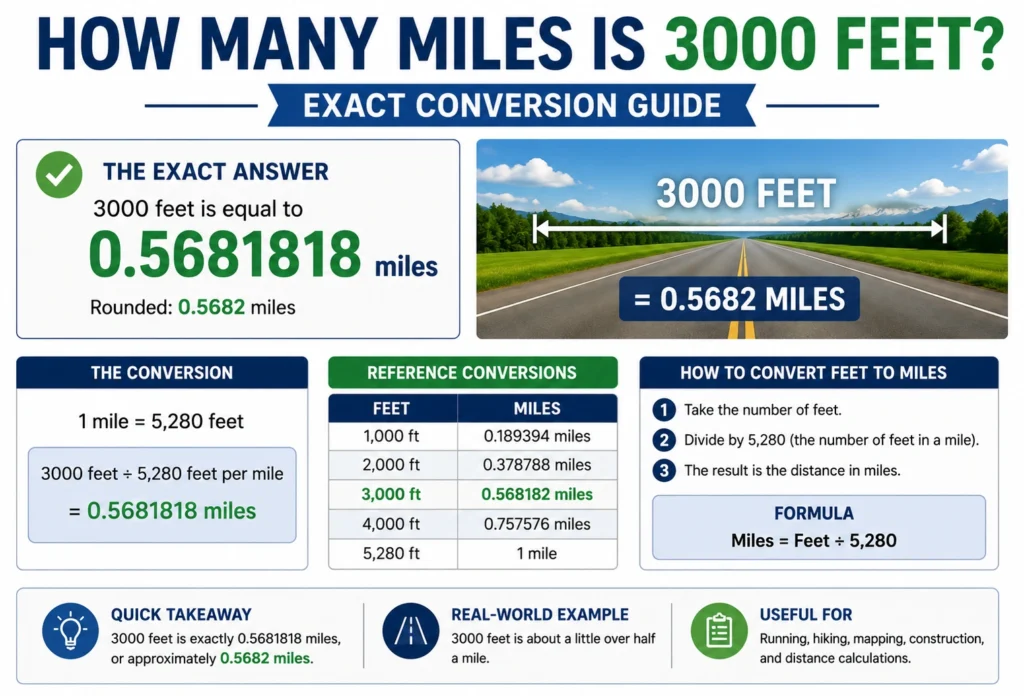 how many miles is 3000 feet