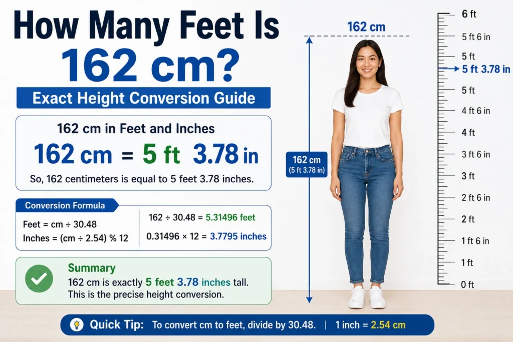 how many feet is 162 cm