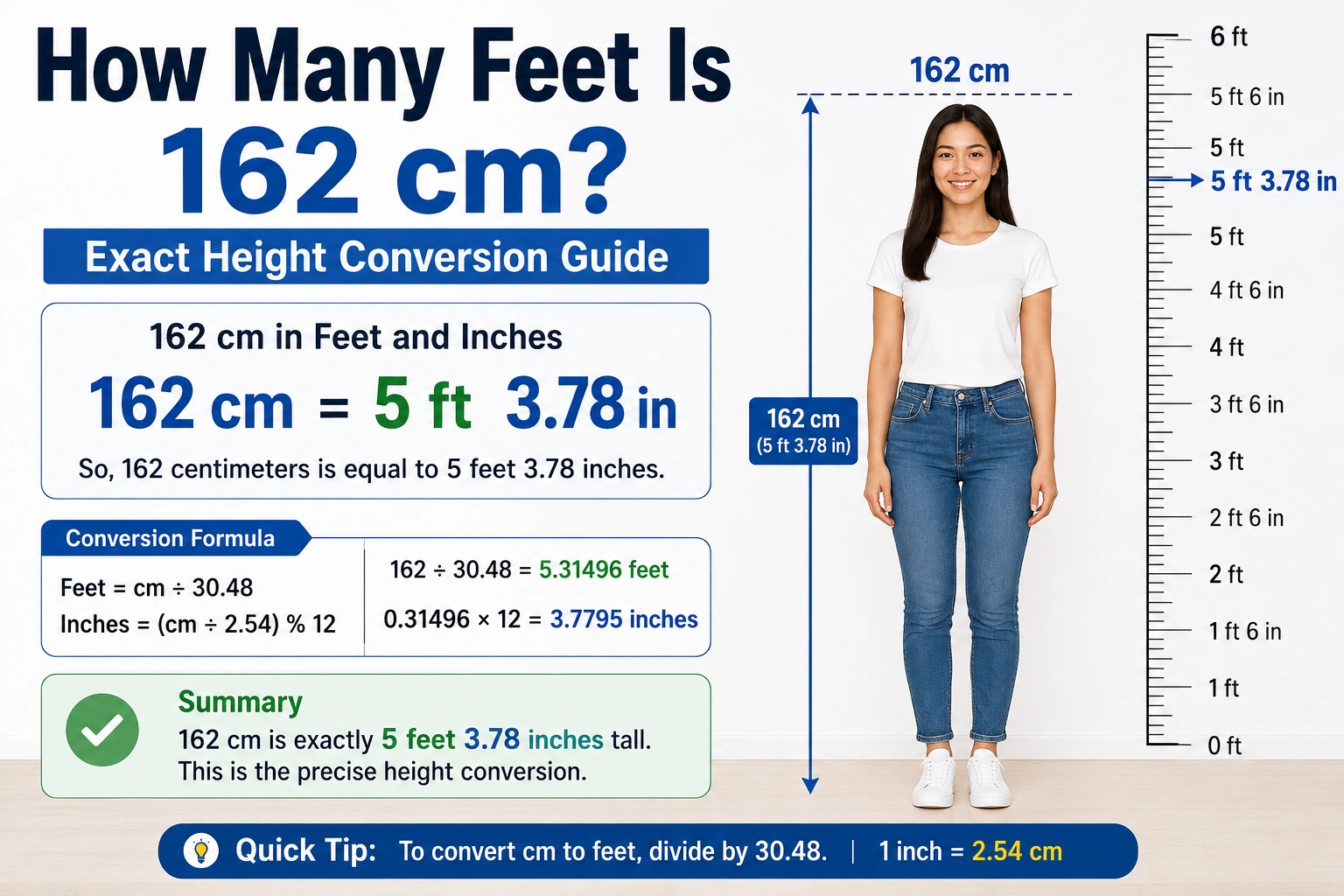 how many feet is 162 cm