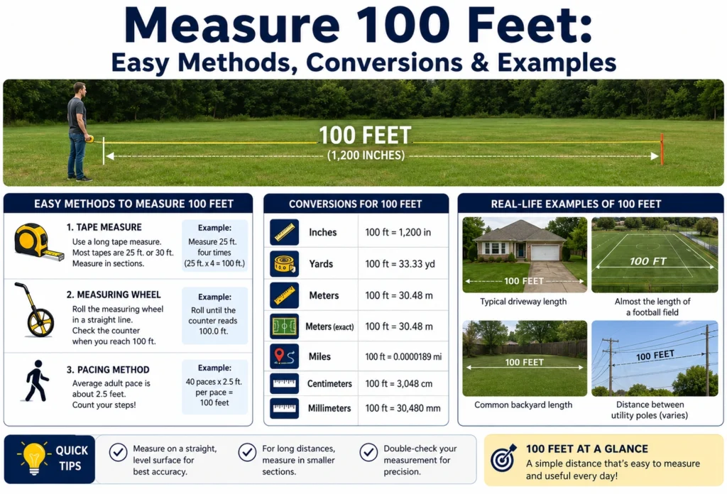 measure 100 feet