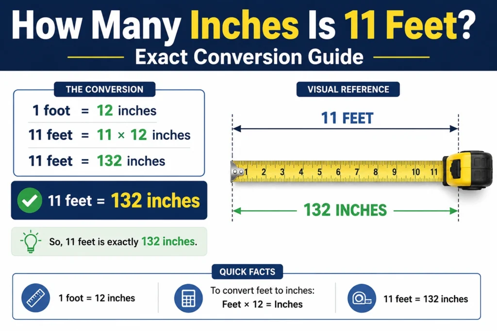 how many inches is 11 feet