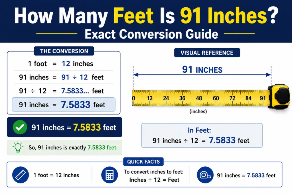 How Many Feet Is 91 Inches
