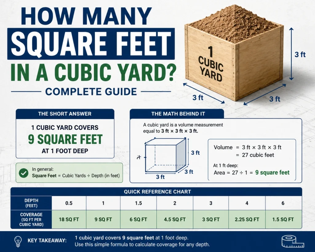 how many square feet in a cubic yard