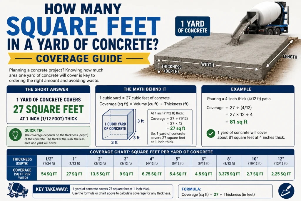 how many square feet in a yard of concrete