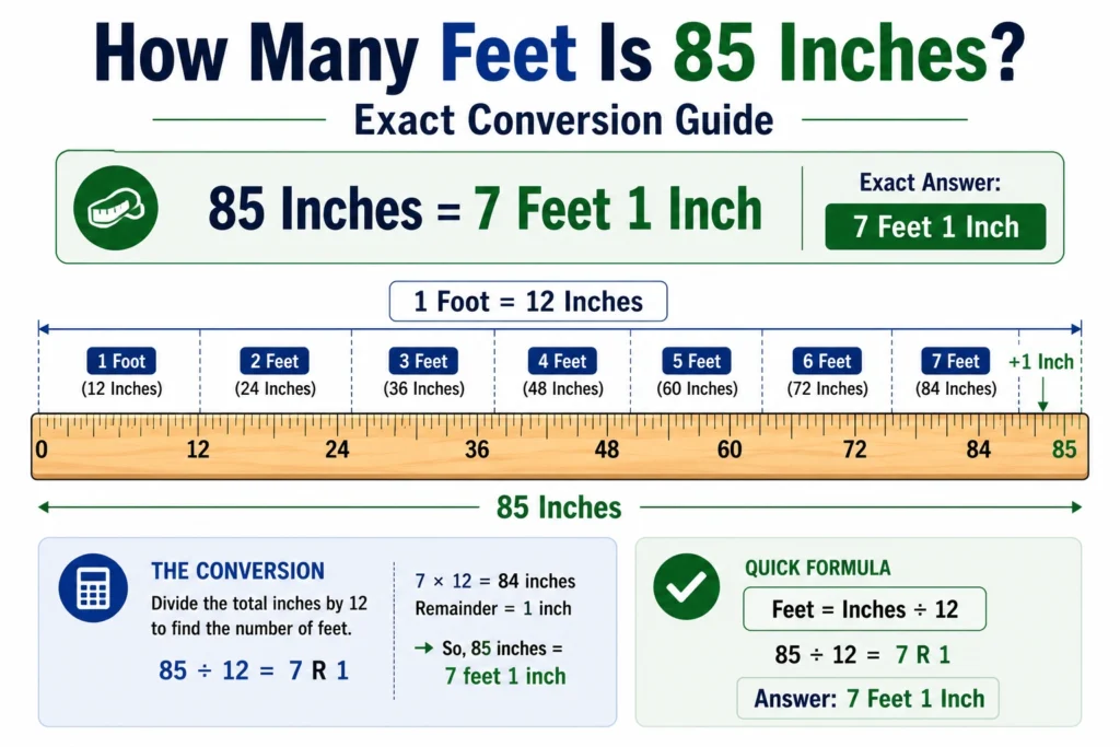 how many feet is 85 inches