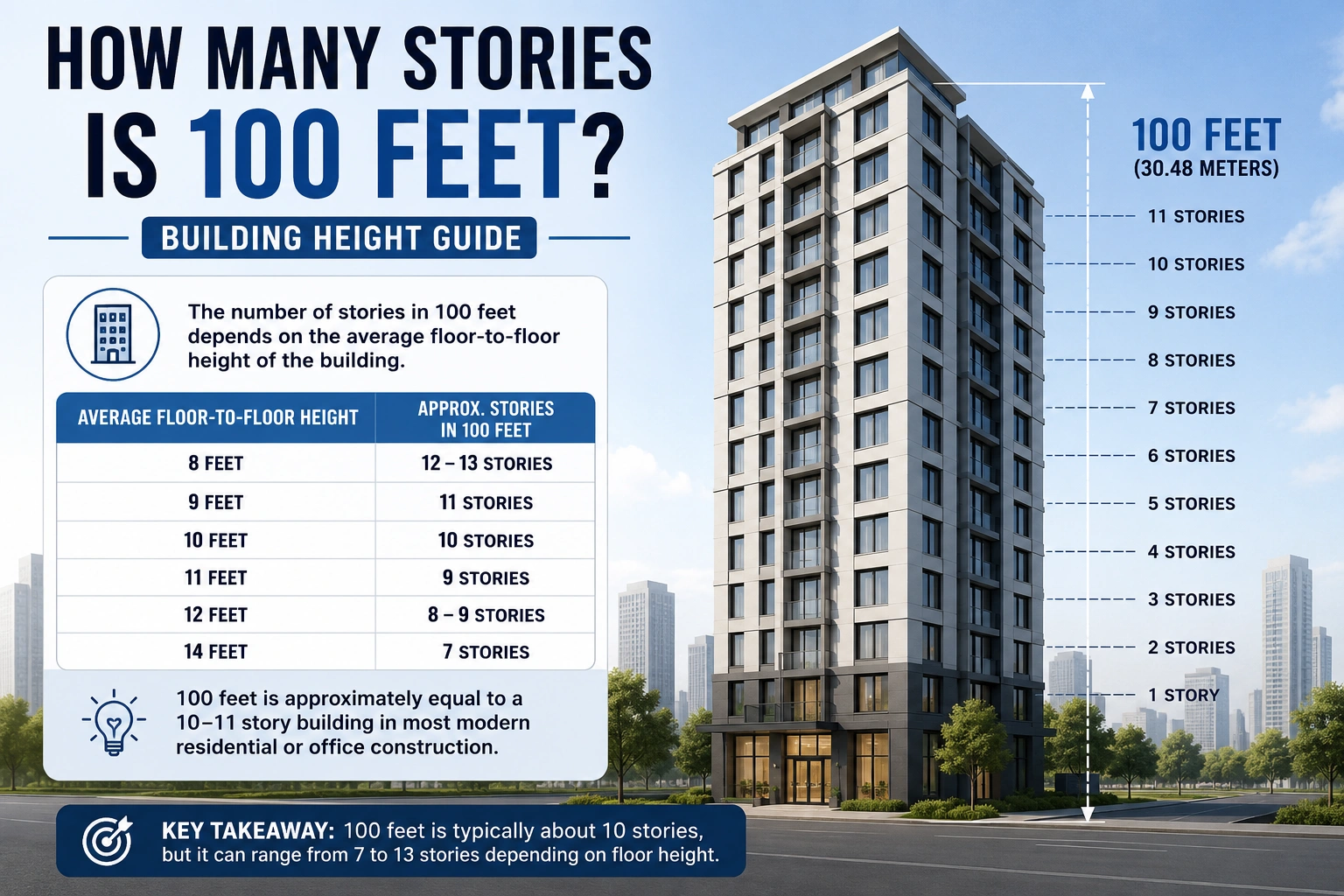 how many stories is 100 feet