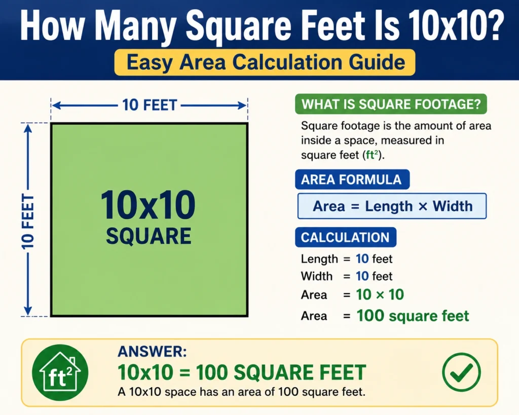 how many square feet is 10x10
