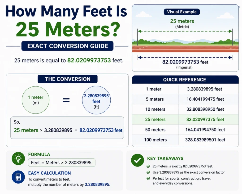 how many feet is 25 meters