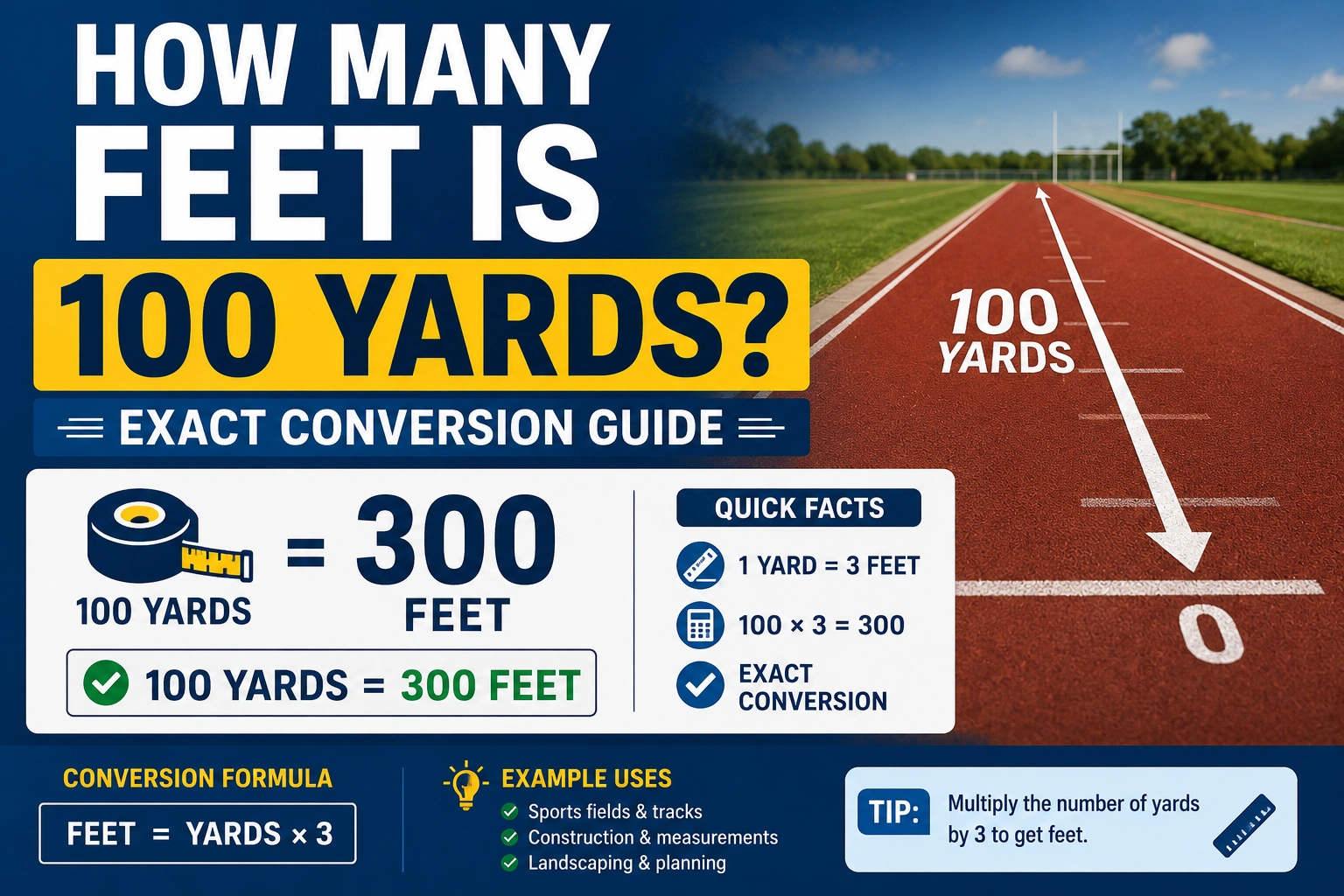 how many feet is 100 yards?