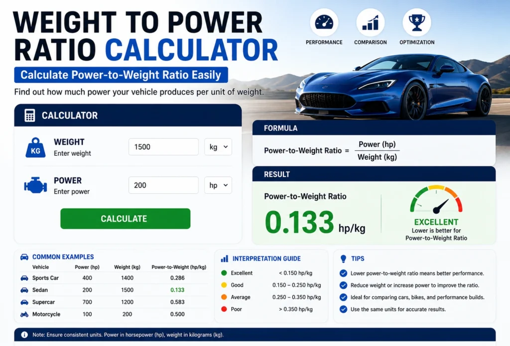 weight to power ratio calculator