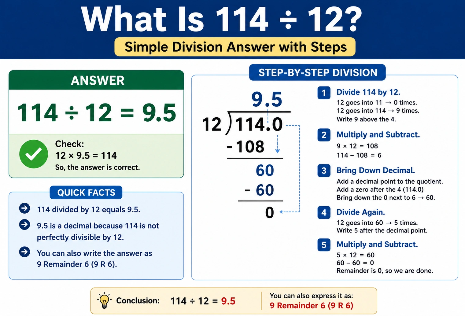what is 114 divided by 12