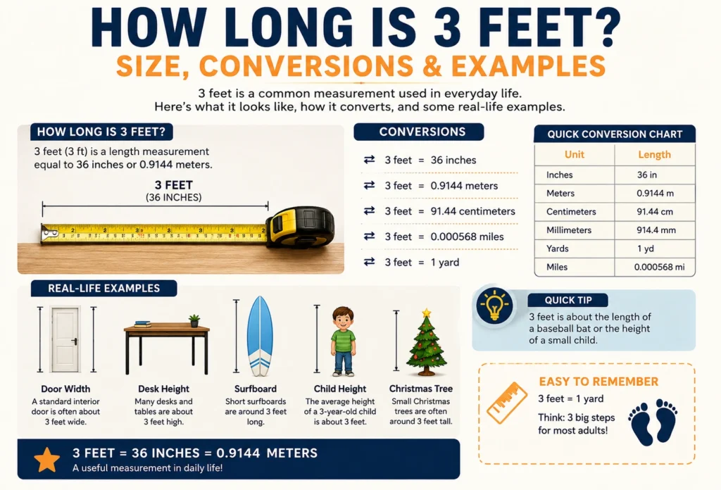 how long is 3 feet
