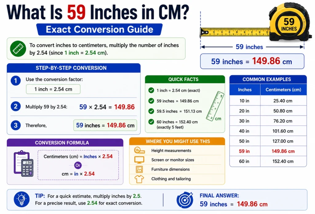 what is 59 inches in cm
