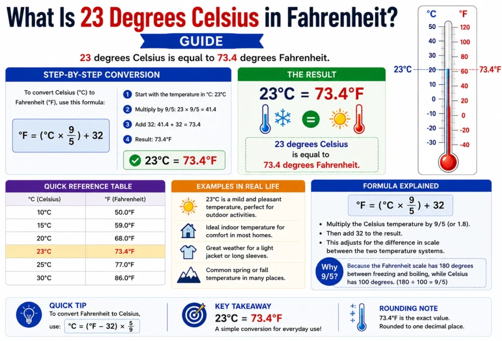 what is 23 degrees celsius in fahrenheit