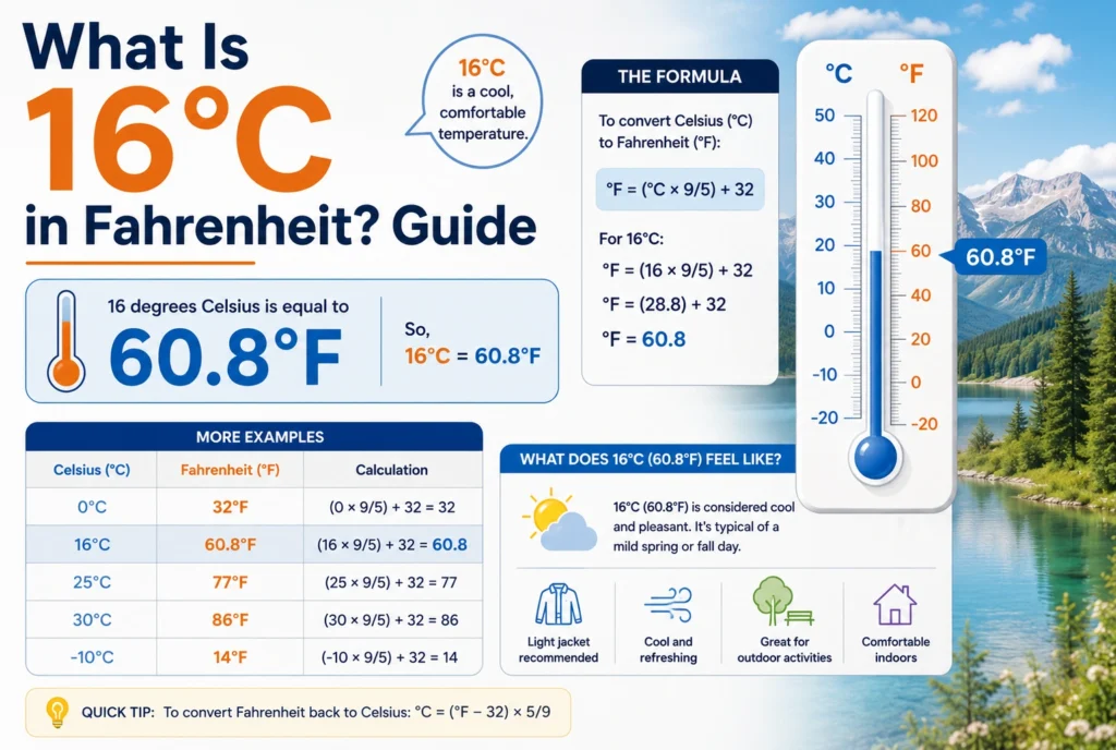 what is 16 degrees celsius in fahrenheit