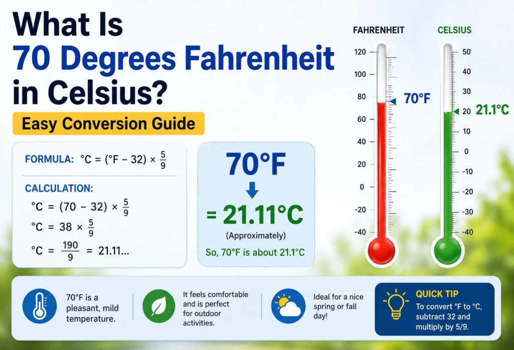 what is 70 degrees Fahrenheit in Celsius