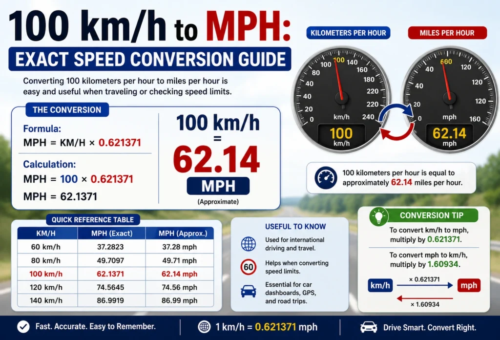what 100 km/h is in mph