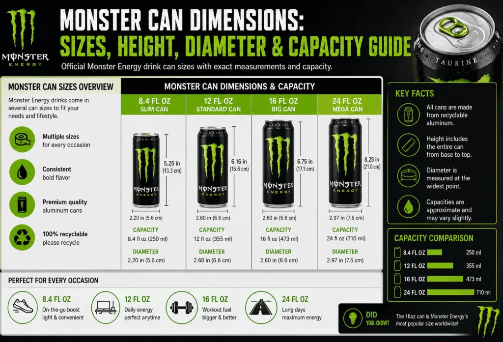 Monster can dimensions